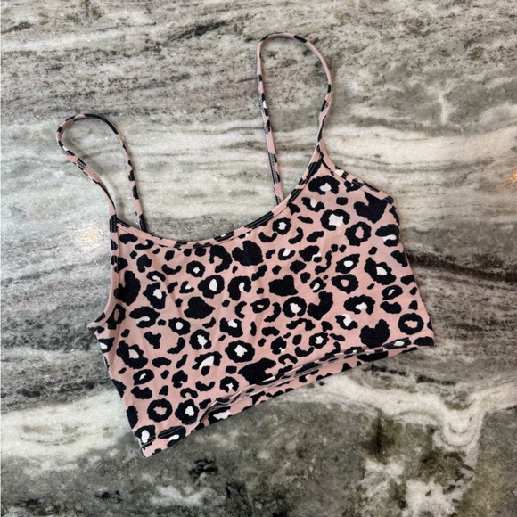 Tops - Leopard cheetah print tank top crop top size XS